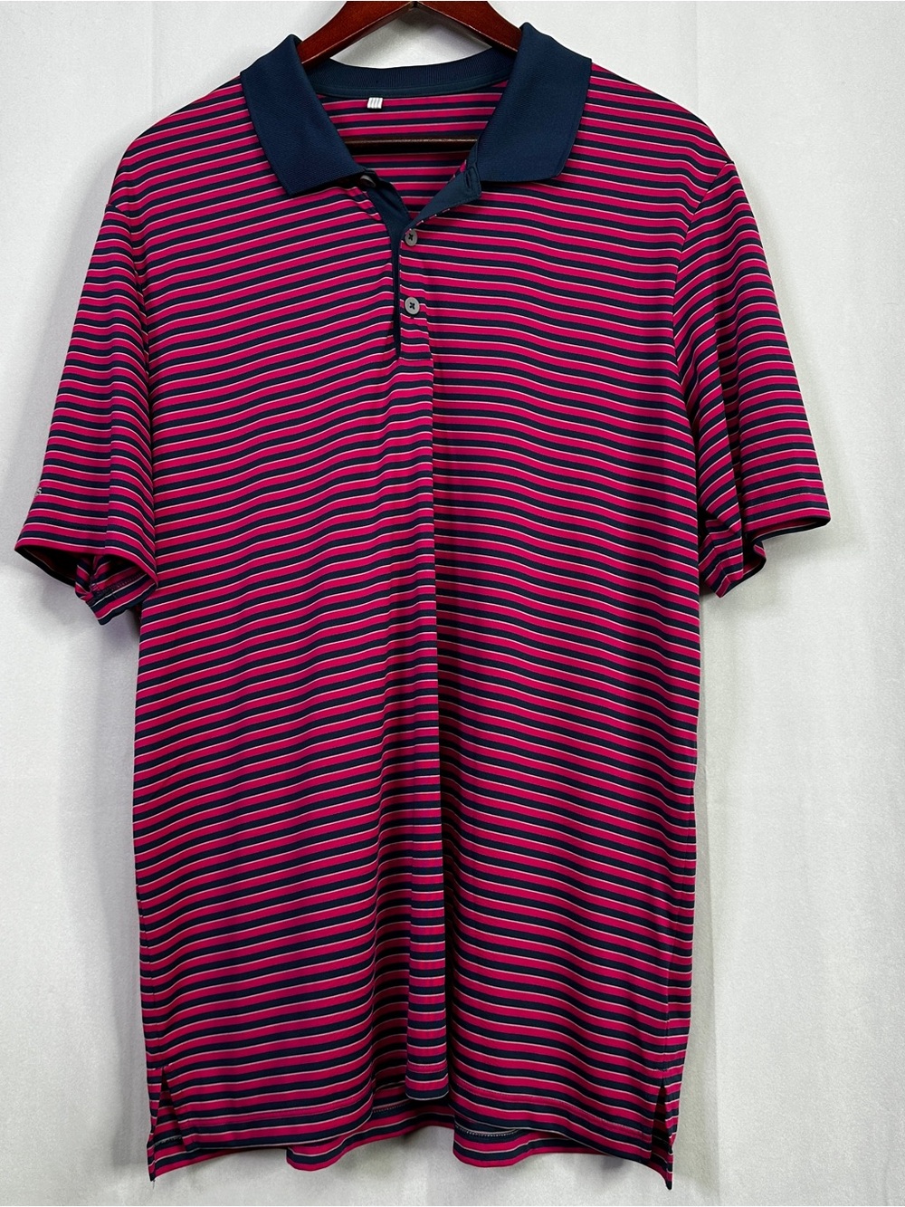 Adidas Striped Polo Men’s Golf Pink Short Sleeve Athletic Lightweight XL Shirt